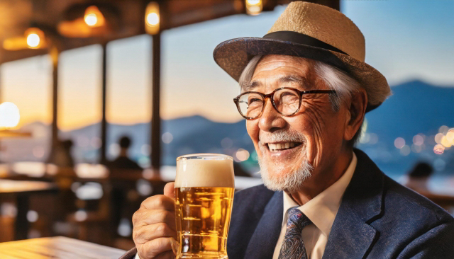 楽しみにしていたビールを飲む